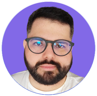 imagem de perfil de lucas com fundo colorido e faixas pretas